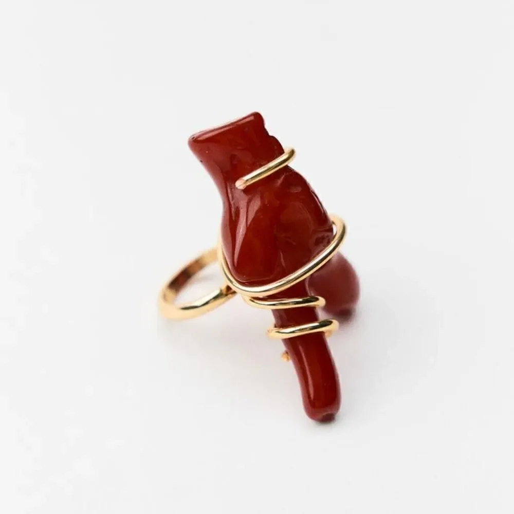 ZARA SET MATCHING SET FAUX CORAL NECKLACE AND RING